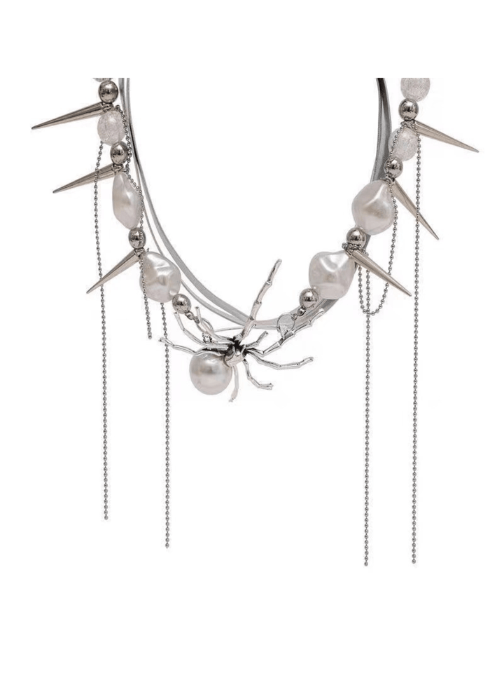 Blakeley Spider Pearl Fringe Choker - Mew Mews