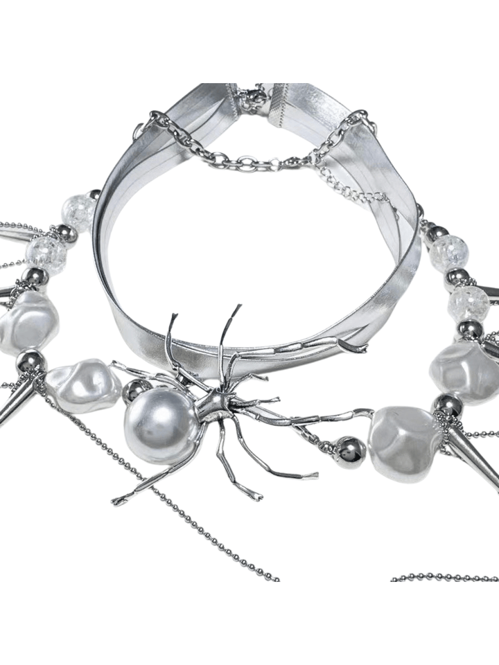 Blakeley Spider Pearl Fringe Choker - Mew Mews