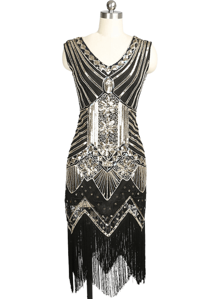 Boomer V Neck Fringe Sequin Dress - Mew Mews