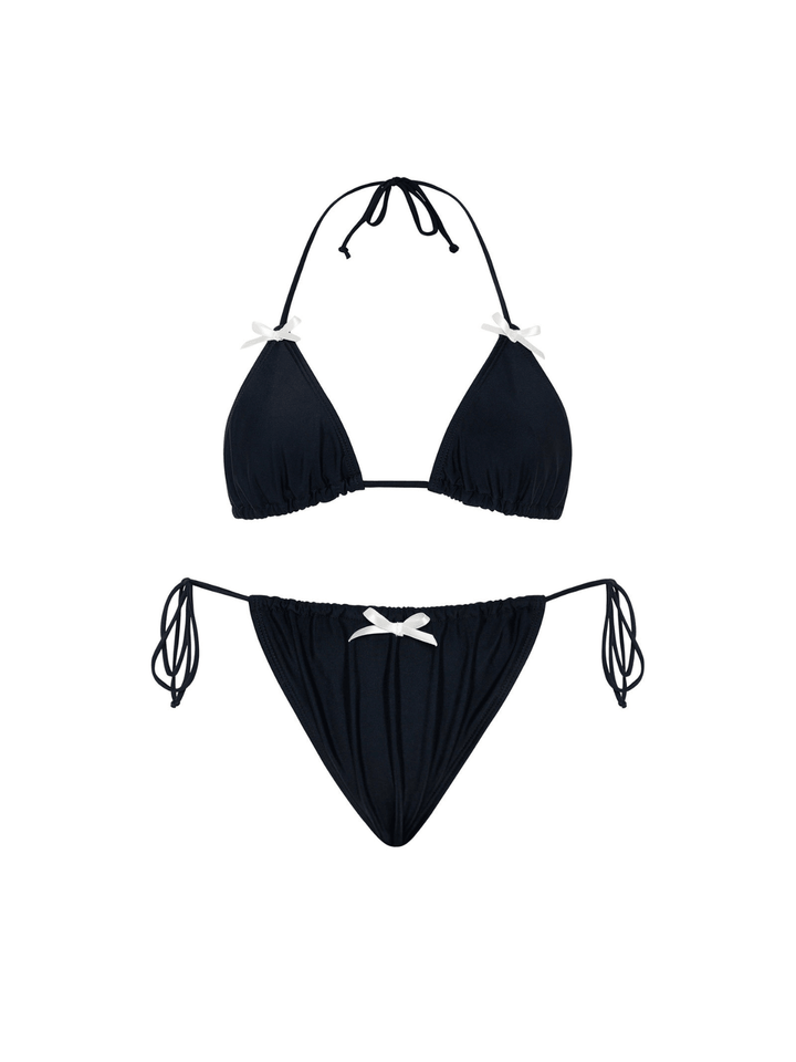 Brako Bow Bikini Two Piece Set In Black - Mew Mews