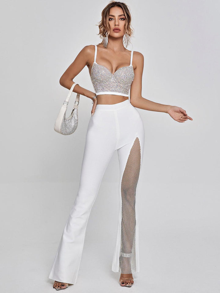 Brianna Crystal Bustier Top In White - Mew Mews