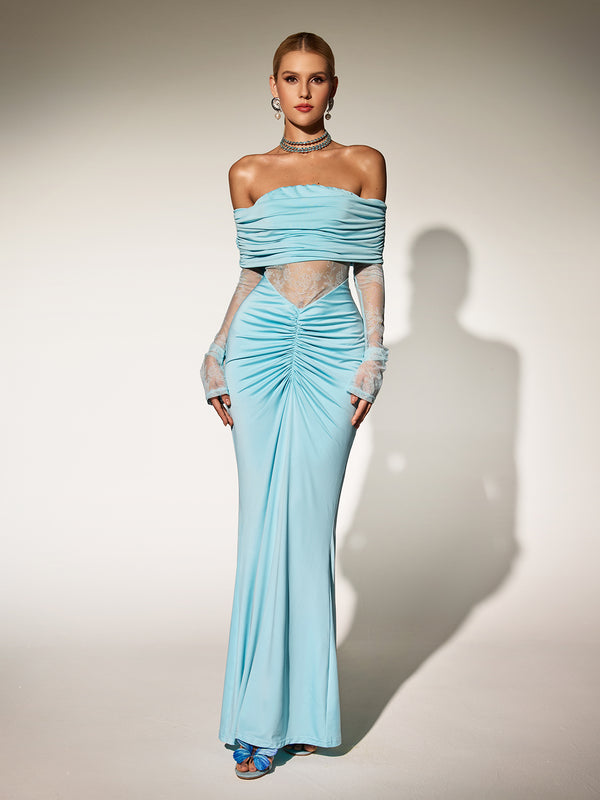 Brunetta Off Shoulder Lace Ruched Dress