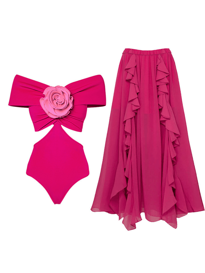 Bujar Flower Cutout Swimwear Two Piece Set - Mew Mews