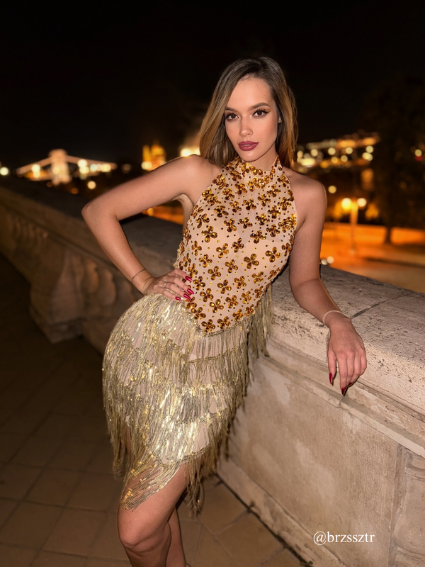 Caelumara Embellished Fringe Mini Dress