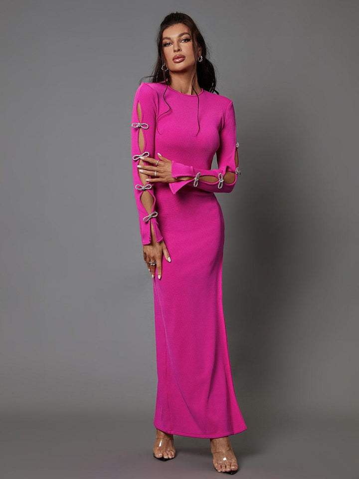 pink cut out bandage dress Corset Waist Sleeveless Bandage Criss Cross, Center Of Attention Midi Dress in Pink, Size S, For Club