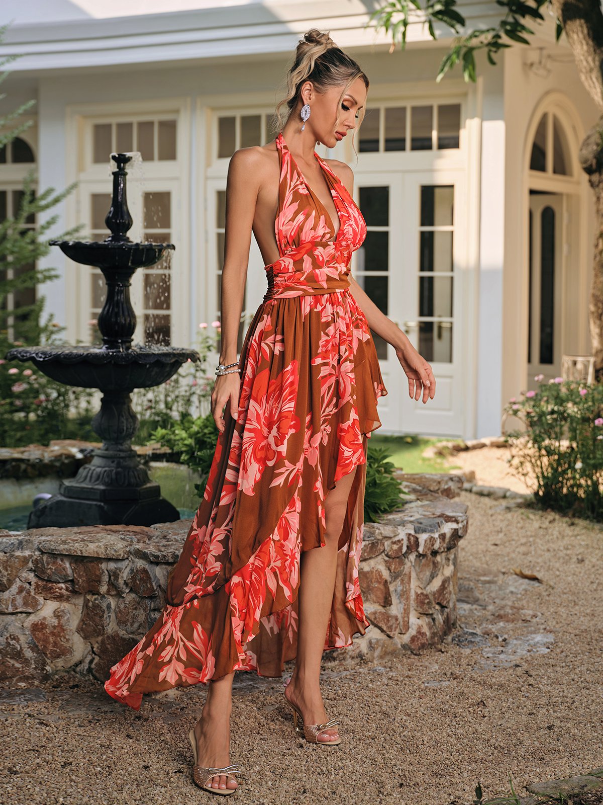 Calara Backless Floral Printed Maxi Dress – Mew Mews