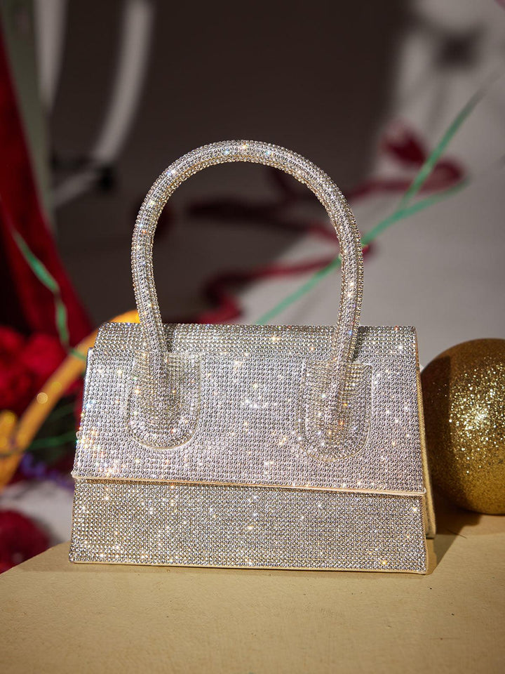 Caleo Crystal Clutch In Silver - Mew Mews