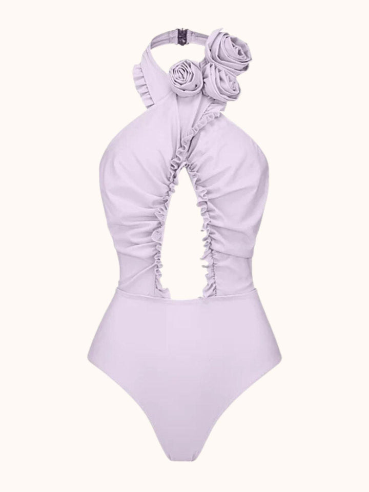 Cally Halterneck Swimwear Two Piece Set In Lilac - Mew Mews