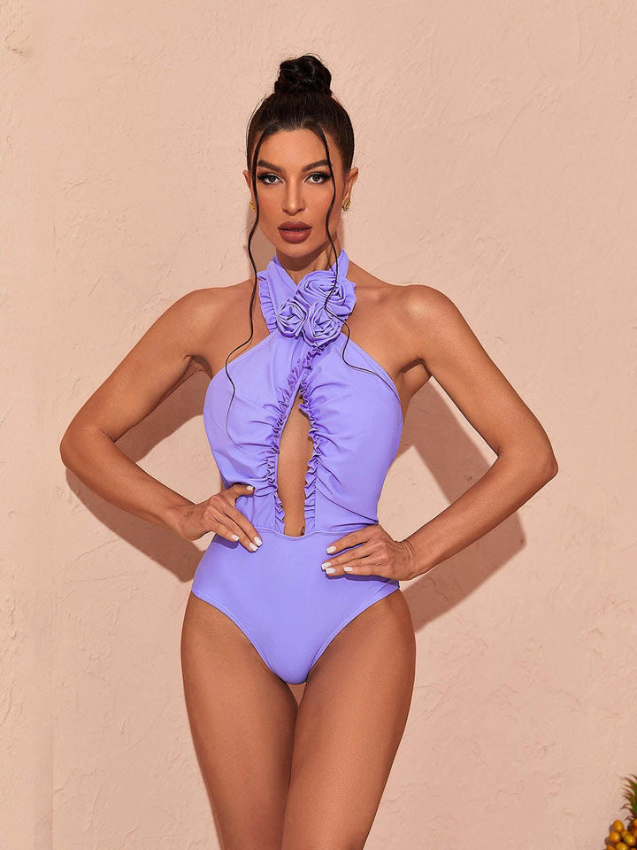 Cally Halterneck Swimwear Two Piece Set In Lilac - Mew Mews