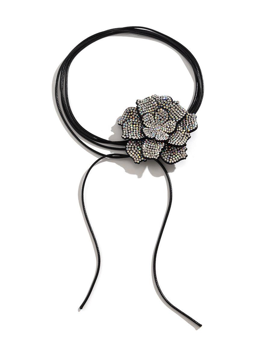 Camellia Black Crystal Flower Choker – Mew Mews Fashion