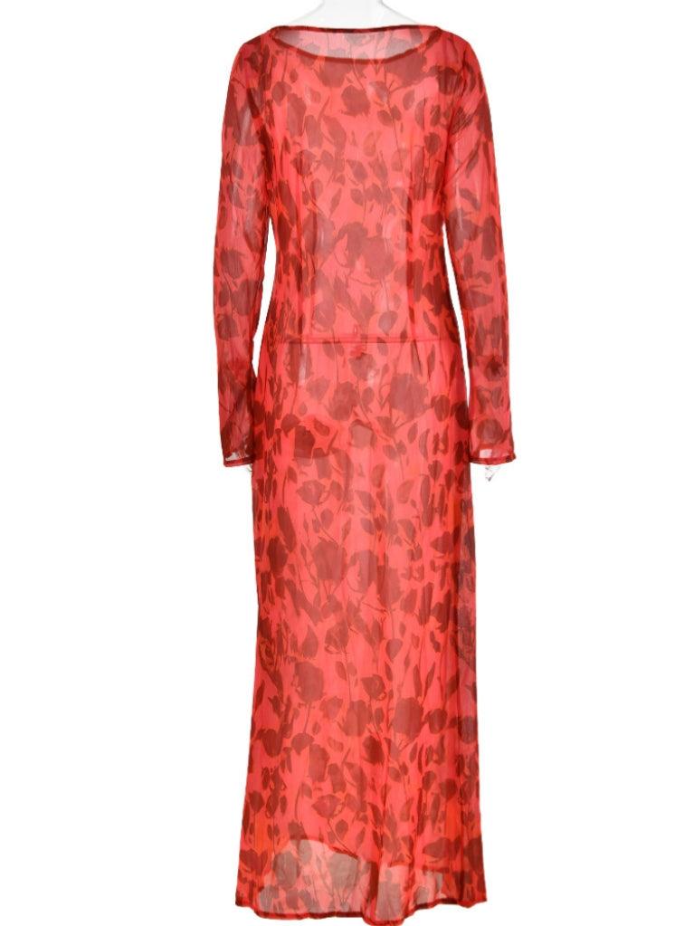Cecily Long Sleeve Rose Printed Maxi Dress – Mew Mews