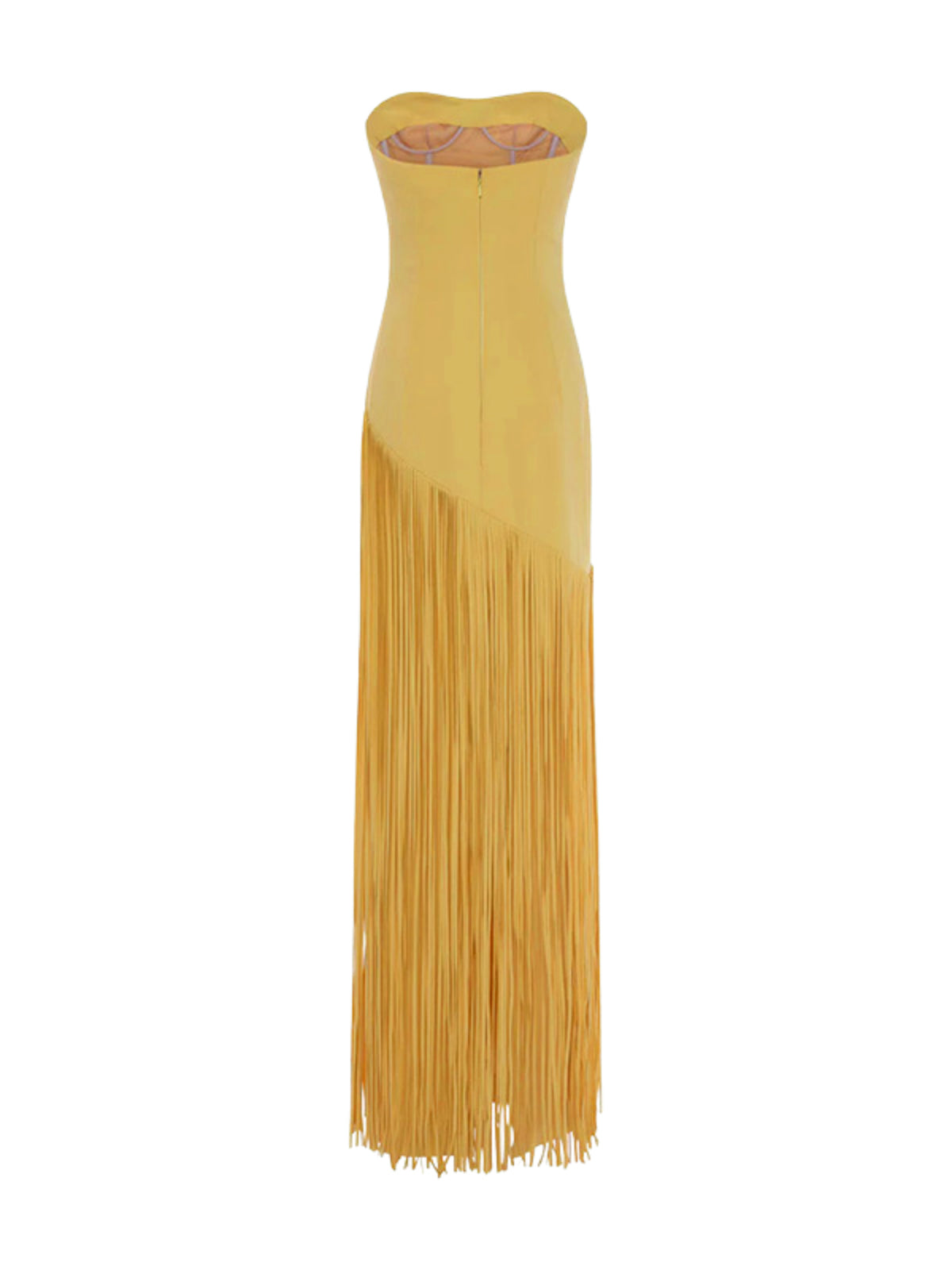 Mew Mews Cindara Shawl Fringe Maxi Dress In Yellow