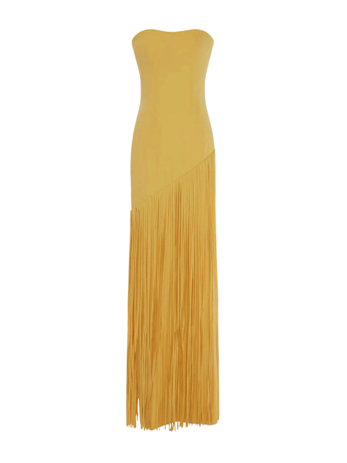 yellow fringe dress The Label  Lana S The soft tie neck creates an adjustable high neckline 2026 Spring/Summer New Women Knit