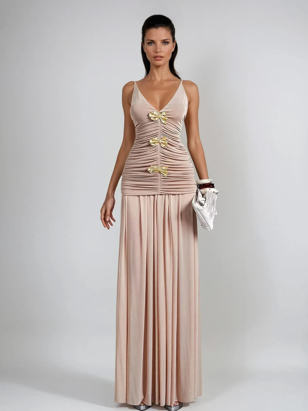 Cinderon V Neck Ruched Skirt Set