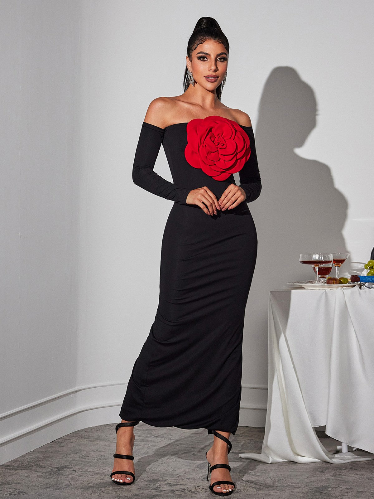 green emerald velvet dress Ella Red Off Shoulder Formal Dress - US 0 main image 0