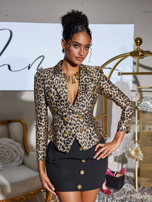 Coltra Button Leopard Lapel Blazer