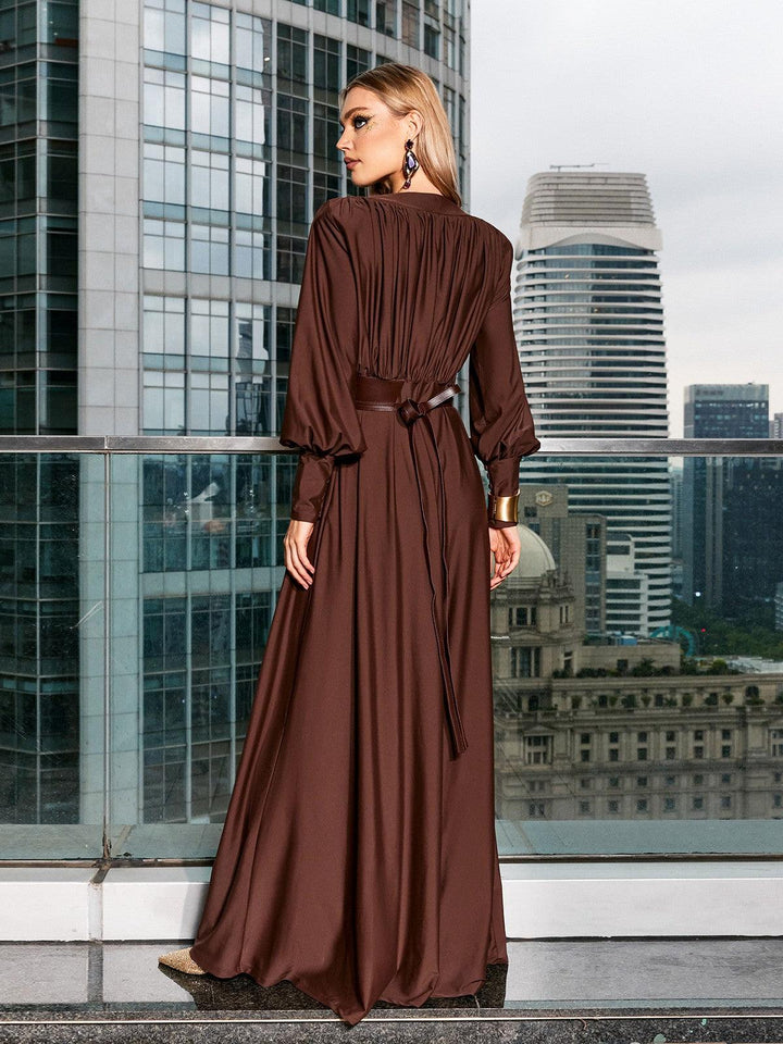 Cosmo V Neck Belted Maxi Dress - Mew Mews