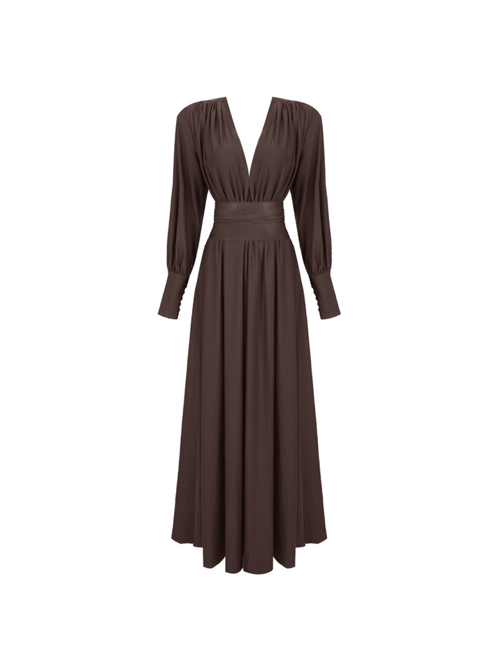 Cosmo V Neck Belted Maxi Dress - Mew Mews