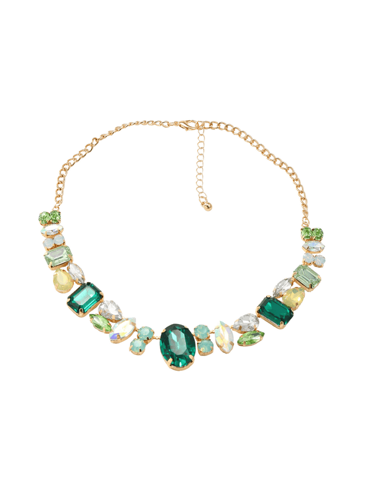 Craco Crystal Embellished Necklace In Green - Mew Mews