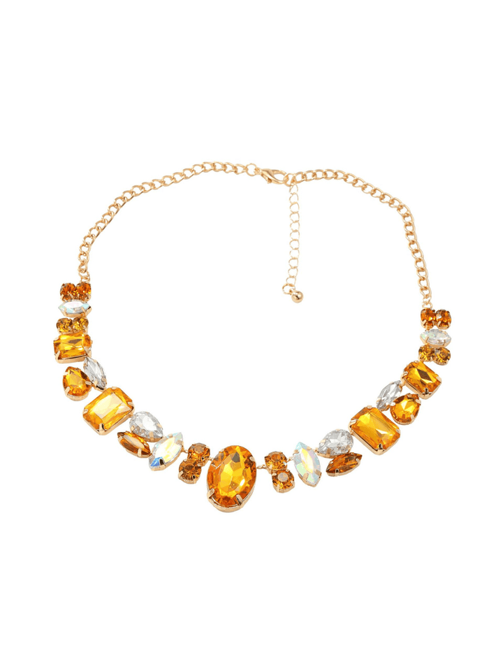 Craco Crystal Embellished Necklace In Yellow - Mew Mews