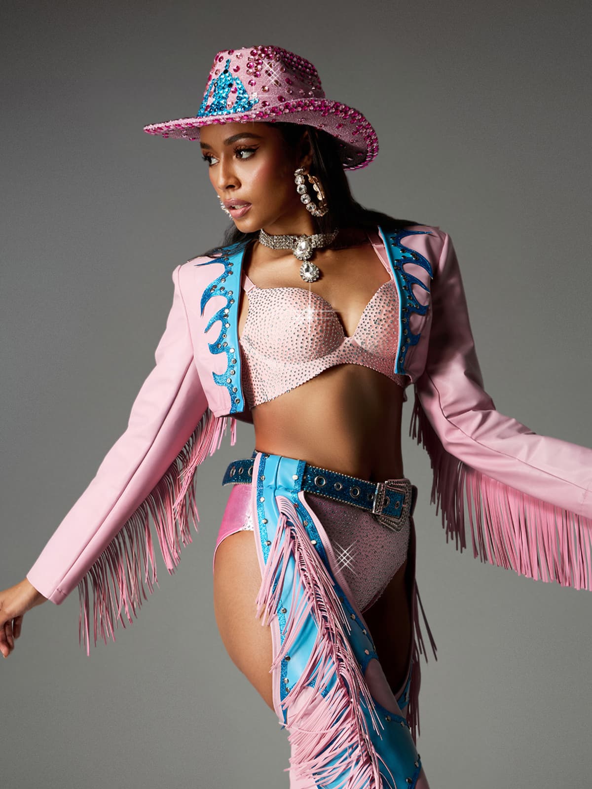 Cyrviel Fringe Cowgirl Outfit In Pink – Mew Mews
