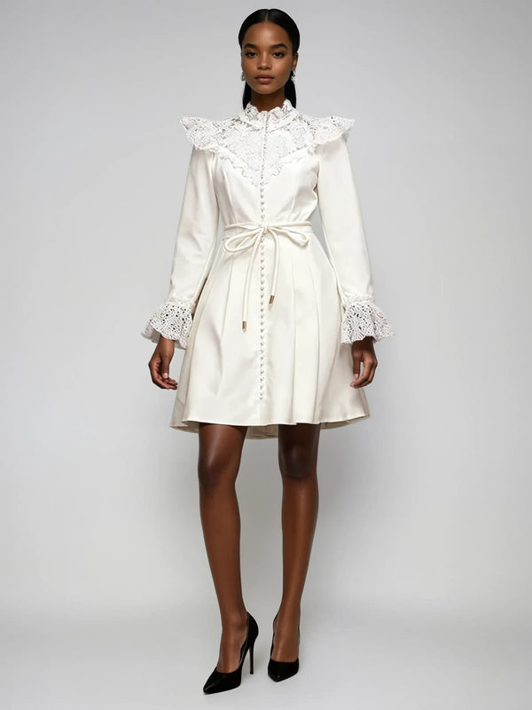 Cythera Long Sleeve Tie Up Mini Dress