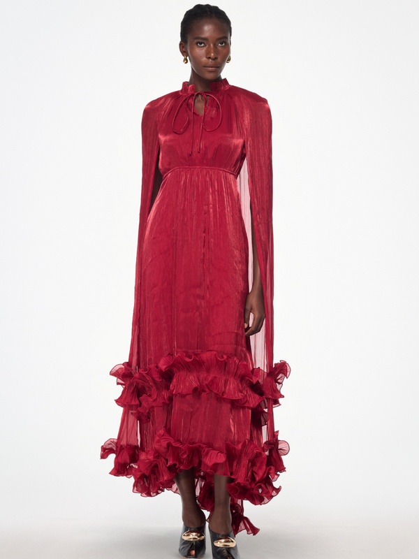 Itziar Shawl Ruffle Maxi Dress