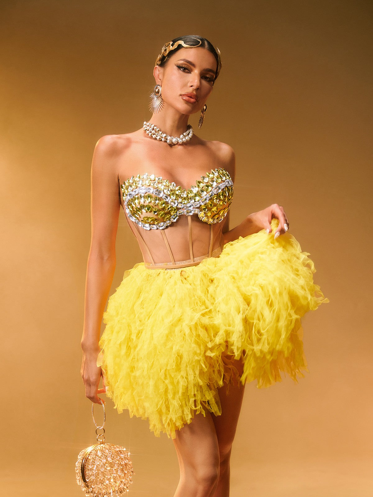 Dakan Strapless Corset Tulle Skirt Set In Butter Yellow – Mew Mews