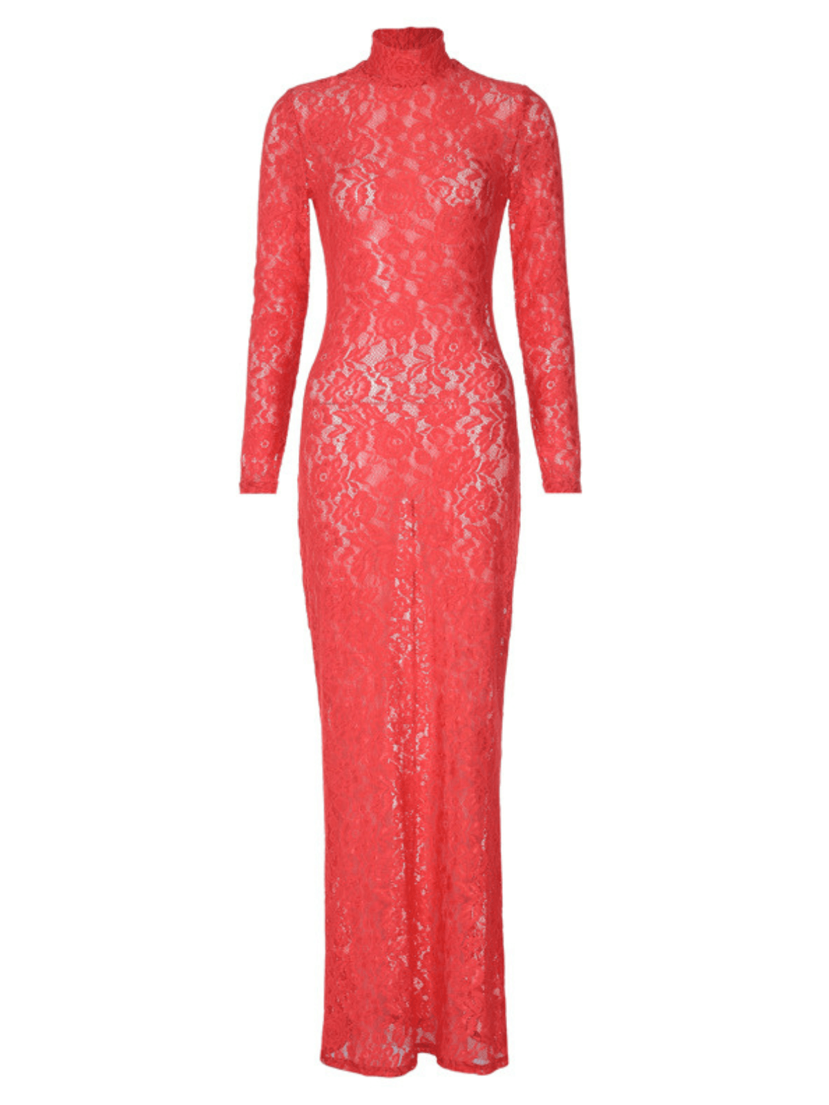 Damien Long Sleeve Lace Maxi Dress In Red  Mew Mews