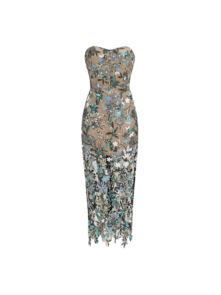 Debra Flower Embroidered Sequin Midi Dress - Mew Mews