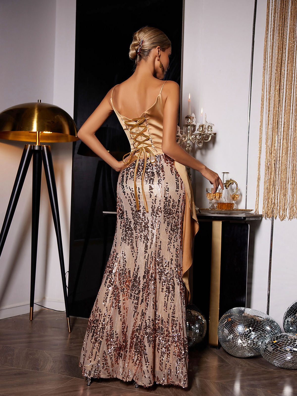patchwork dress sequin Spinning on The Dance Floor Sequin Patchwork Tiered Fringe Mini Dress