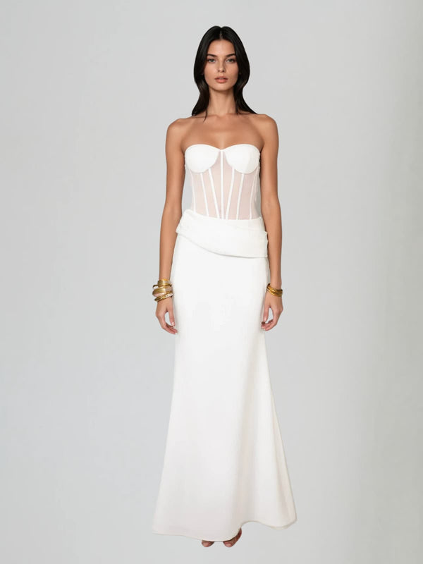 Dendrion Corset Strapless Mesh Skirt Set