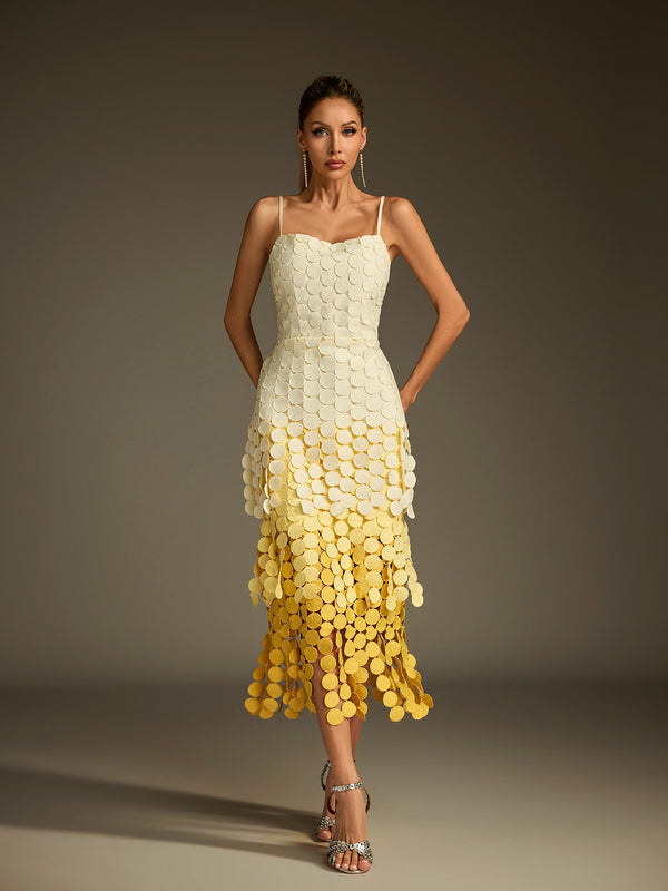 Diamara Ombre Spaghetti Cutout Midi Dress