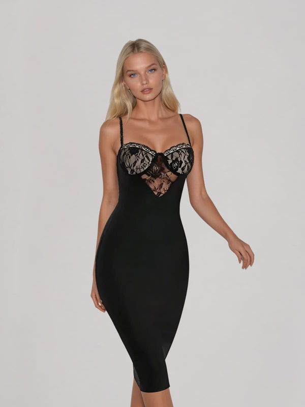 Diapent Spaghetti Lace Bandage Mini Dress