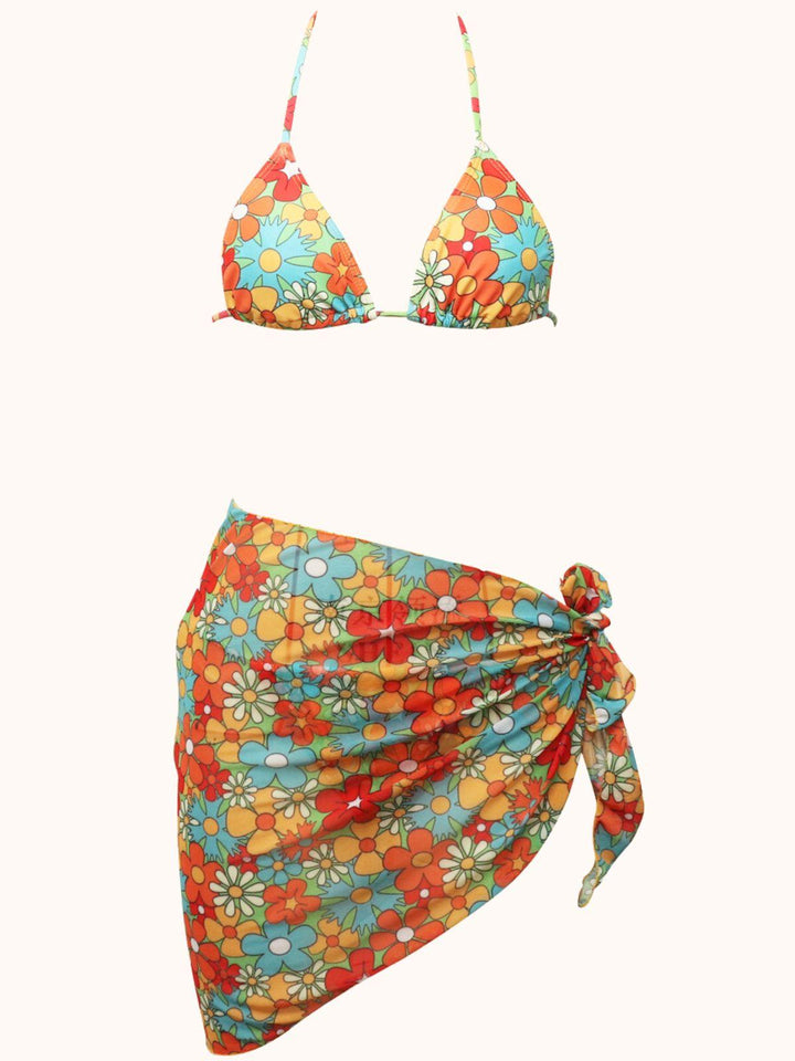 Dina Floral Bikini Three Piece Set - Mew Mews