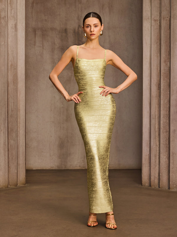 bandage bodycon maxi dress Women's Black Bandage Straight Neck Bodycon Maxi Dress