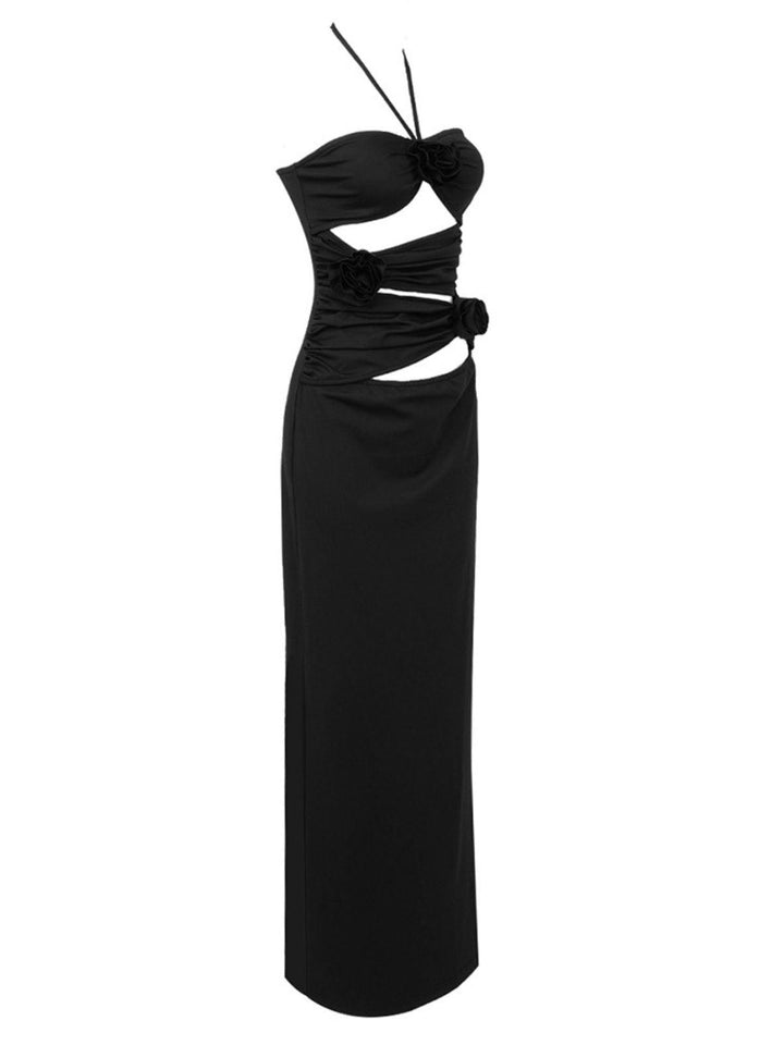 Dorcas Halterneck Cutout Maxi Dress In Black - Mew Mews Fashion