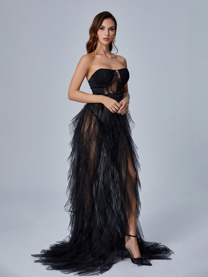 Dorothy Tulle Maxi Dress In Black - Mew Mews