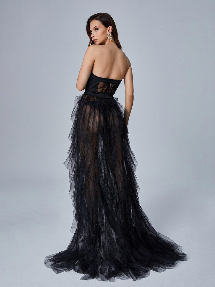 Dorothy Tulle Maxi Dress In Black - Mew Mews