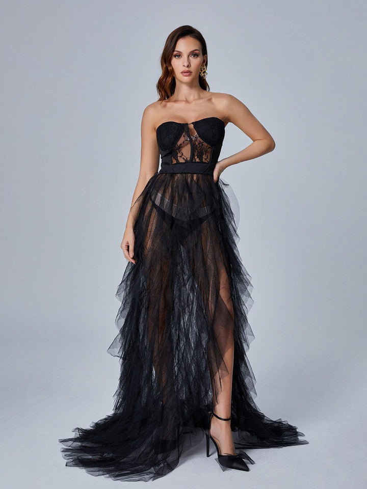 Dorothy Tulle Maxi Dress In Black - Mew Mews