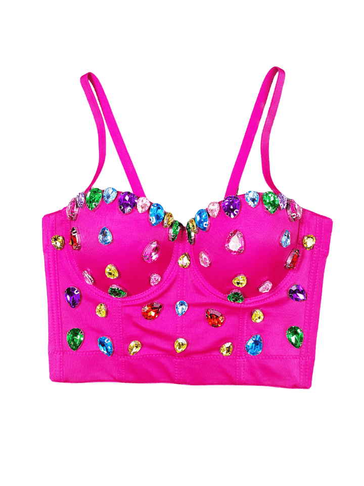 Draco Embellished Top In Hot Pink - Mew Mews