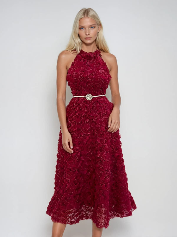 Dronex Sleeveless Flower Midi Dress