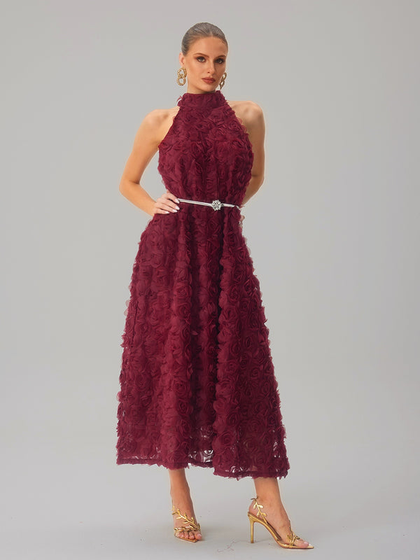 Dronex Sleeveless Flower Midi Dress