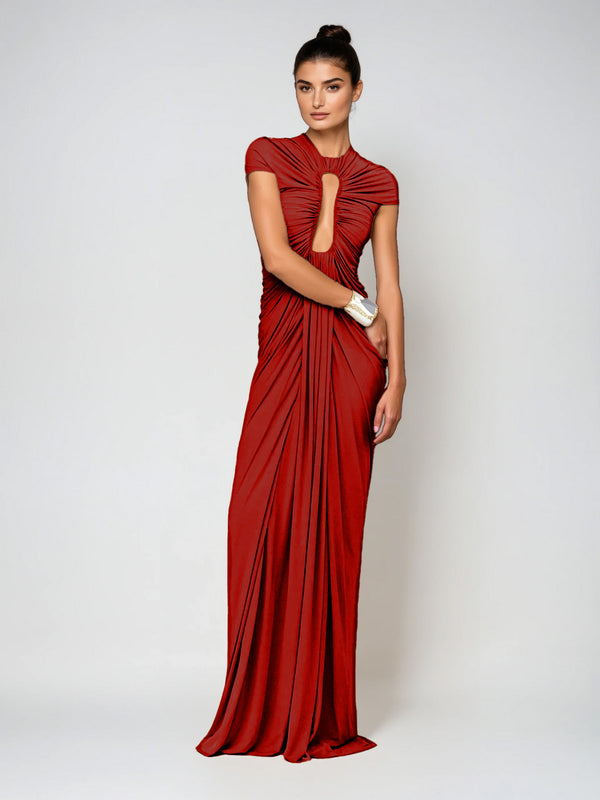 Drosyne Cutout Ruched Draped Maxi Dress