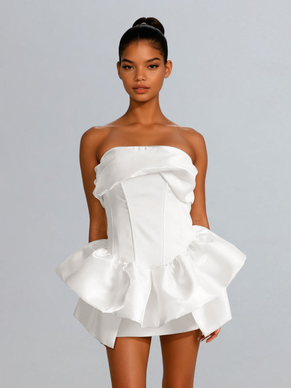 Dulcimer Strapless Satin Mini Dress