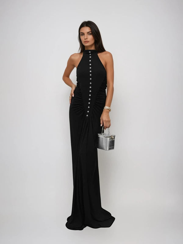 Dychron  Sleeveless Single Breasted Maxi Dress