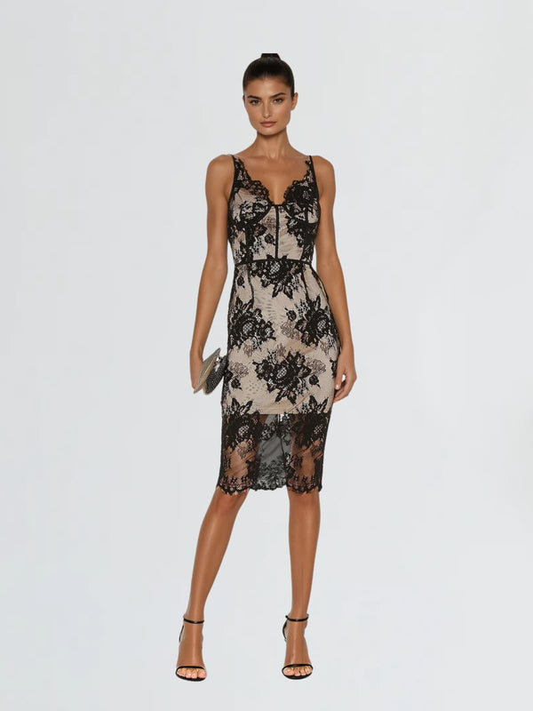 Dyneira Spaghetti Lace Midi Dress