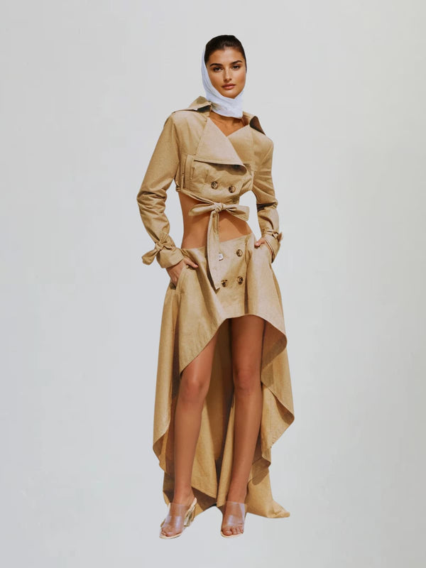 Eclipser Folded Collar Ruffle Skirt Set