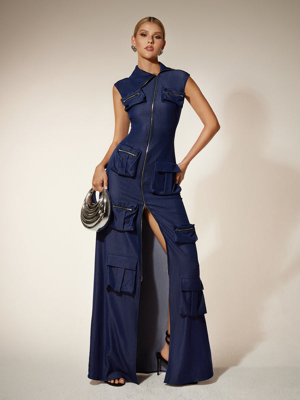 Ekewaka Zipper Utility Pocket Maxi Dress