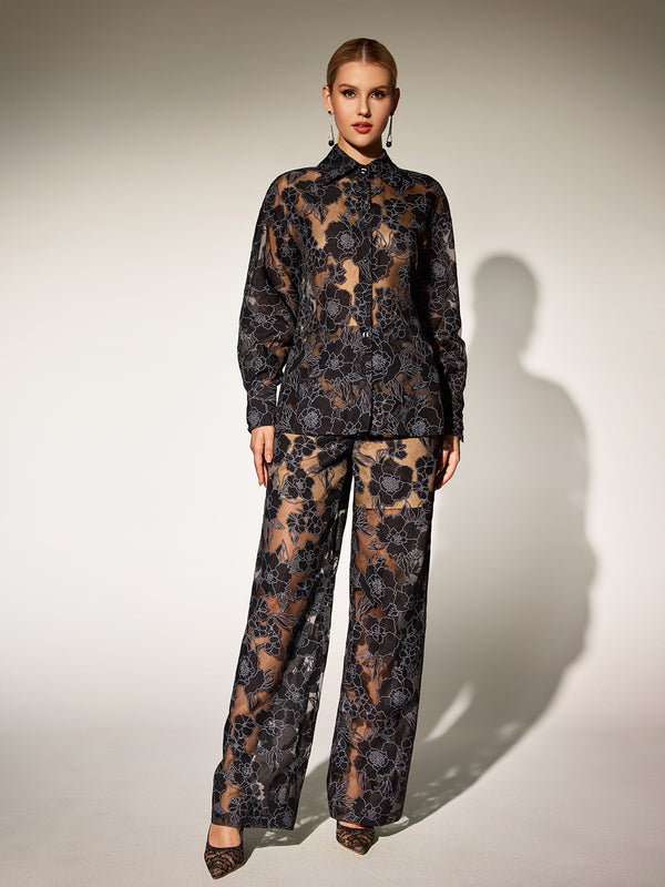 Eldara Long Sleeve Floral Pants Set